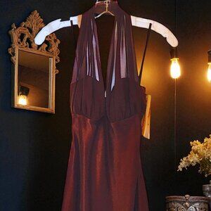 Betsy & Adam by Linda Bernell Plum Satin Evening Gown | Size 2P | NWT